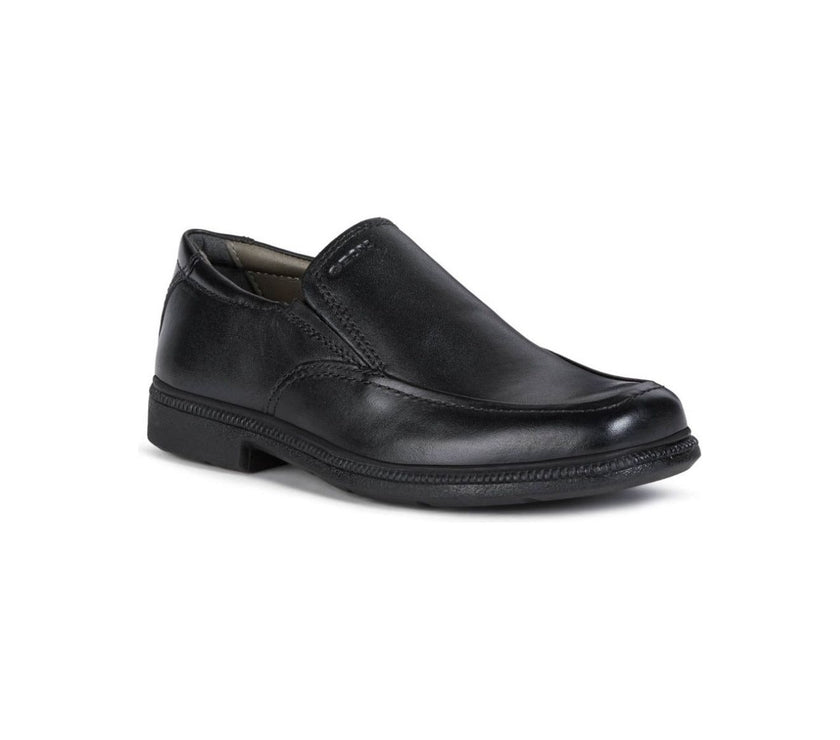 side view of Classic Geox Leather Blalck Loafer School Shoes 