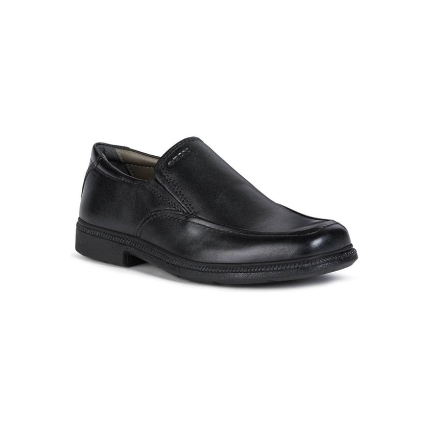 side view of Classic Geox Leather Blalck Loafer School Shoes 