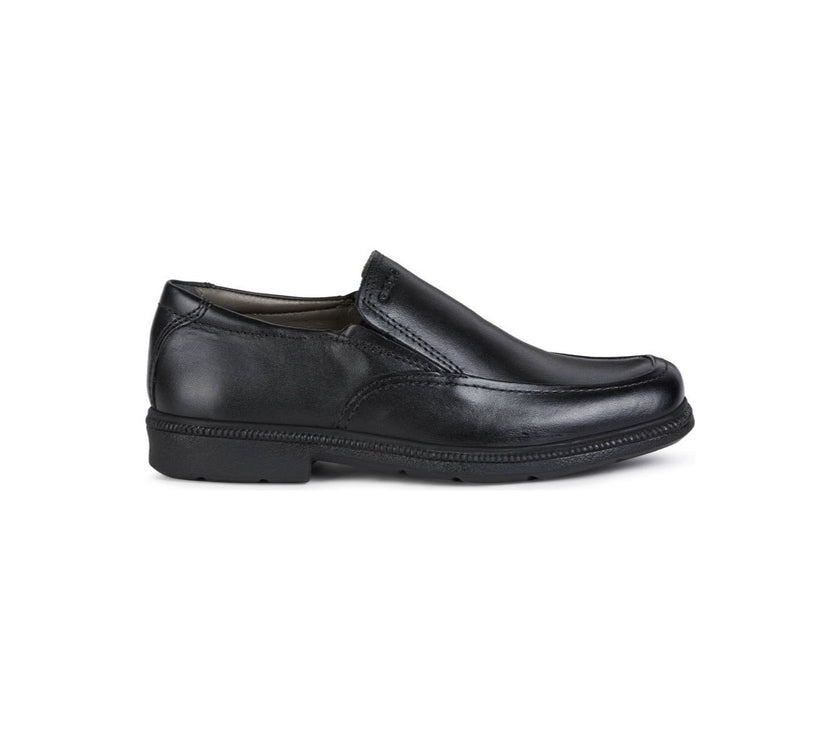 left side view of Classic Geox Leather Blalck Loafer School Shoes 