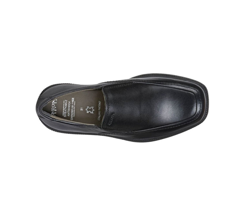 view from the top of Classic Geox Leather Blalck Loafer School Shoes 
