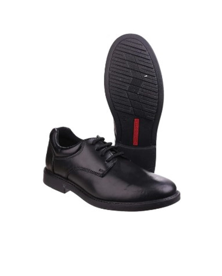 Hush Puppies Tim Leather School Shoes with 3 interchangeable insoles. - Clonboy Ltd