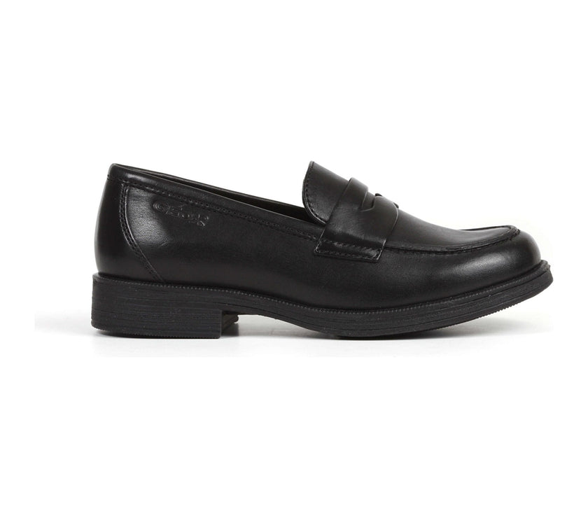 Geox Agata Girl school shoe loafer is viewed from the side