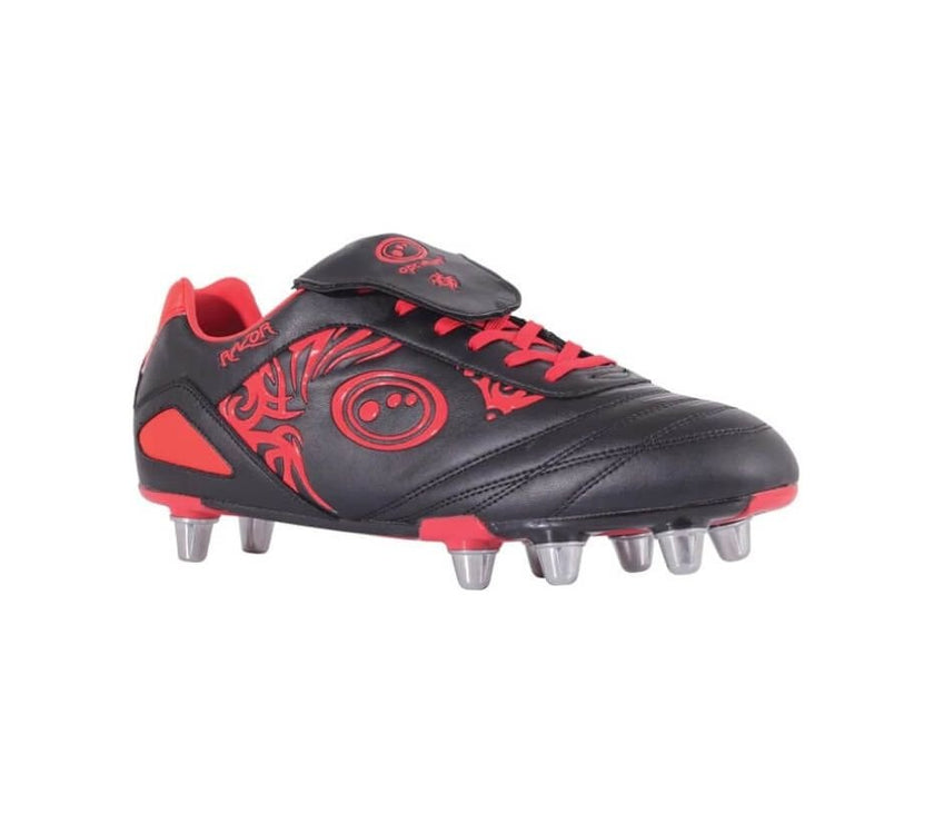 Optimum Razor 8 Metal Stud Rugby Boots from the right Colour: Black / Red