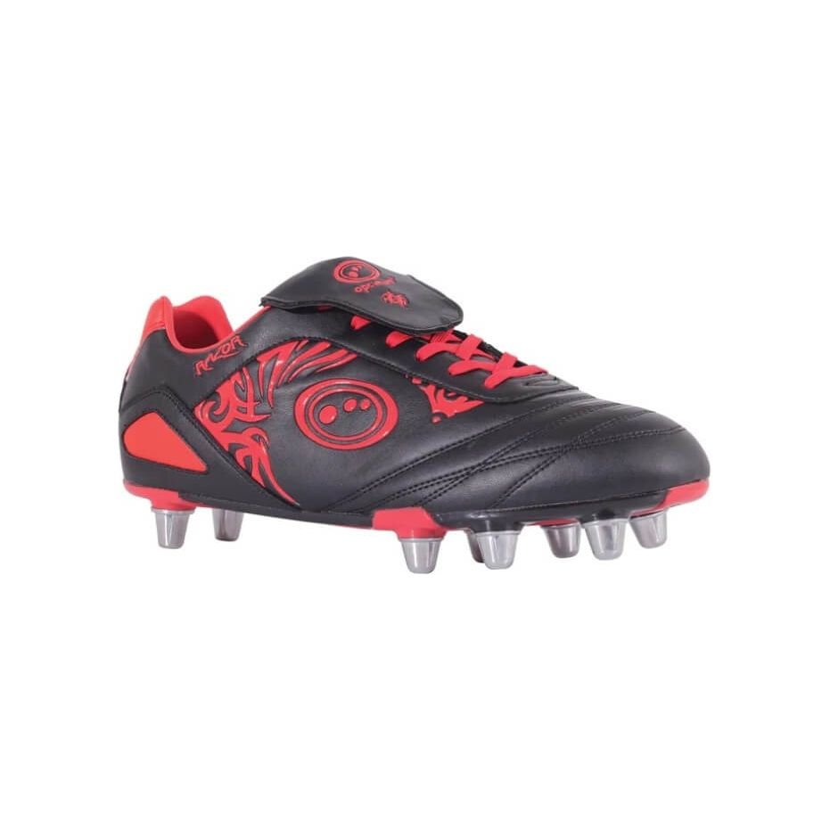 Optimum Razor 8 Metal Stud Rugby Boots from the right Colour: Black / Red